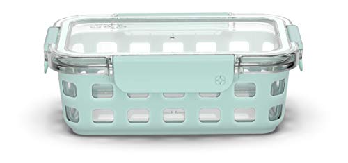 Ello Duraglass Meal Prep Container, 3.4 Cup- Glass Food Storage Container With Silicone Sleeve And Airtight Bpa-Free Plastic Lid, Dishwasher, Microwave, And Freezer Safe, Yucca #TOP1