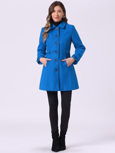 Image of Allegra K Women's Winter Classic Overcoat with Pockets Single Breasted Coat | Soft pea coat, Fully lined outerwear, Trendy, Fall office peacoat, Warm casual holiday everyday wear,
