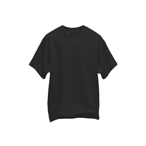 Cottonia unisex Heavy Oversized Tee Wide Cut Tee Short Sleeves Shirt with Crew Neck 100% Compact Cotton (220 GSM) (UAE/KSA Alpha XL Regular Regular BLACK)