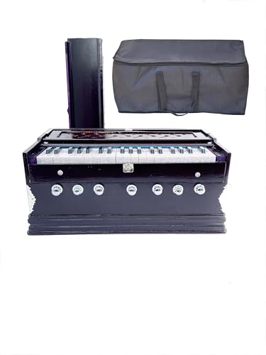 KHALSA MUSICAL Best Harmonium 7 Stopper, Double Bellow, 39 Key, Two Reed (Bass-Male),3 1/4 Octave With Carry Bag Free K.M