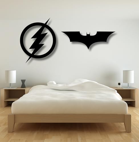 Image of TWIGGY Superhero 6mm MDF Wooden Wall Decor Set for Home, Office, or Gaming Room, Gift, Anime (pack of 2 | The Flash, The Dark Knight)