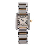 Tank Francaise small (steel and 18k yellow gold, silvered dial, quartz, two-tone bracelet, pre-owned, graded Good)