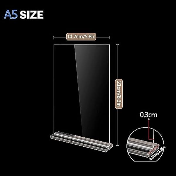 A4 Acrylbordhouder, 6 stuks T-vorm Perspex A4 Menu Display Stand voor Poster, Office Store Restaurant A5-6PACK T-Shape