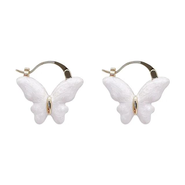 Stylish Korean Earrings for women & girls | Elegant White Butterfly Stainless Steel Hoop earring | Fashion Style Gold Plated Earrings for women & girls (B0CW99RYVZ) Amazon Price History, Amazon Price Tracker