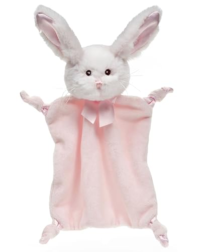 Image of Bearington Baby Wee Cottontail, 8 x 7 Inch Small Bunny Stuffed Animal, Security Blanket for Babies, Pink Bunny Lovey for Baby Girl