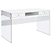 Writing Desk with Glass Sides Glossy White and Clear