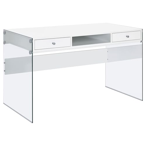 Coaster Home Furnishings Dobrev 48-inch 2-Drawer Writing Desk White High Gloss 800829