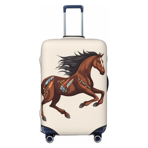Brown Horse Luggage Cover Washable Suitcase Covers Tsa Approved Elastic Spandex Suitcase Protector Anti-Scratch Travel Baggage Cover Fit 18-32 Inch Luggage