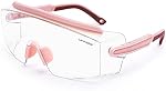 UKNOW Safety Goggles Over Glasses, Anti Fog Safety Glasse with Clear Wraparound Lens, ANSI Z87.1 Protective Eyewear