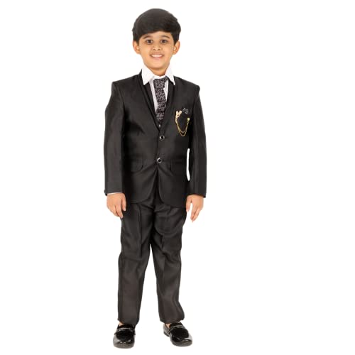 Image of Pro-Ethic Style Developer Boy's 5 Piece Suit Set | Coat, Pant, Tie & Shirt | Cotton Checked Pattern