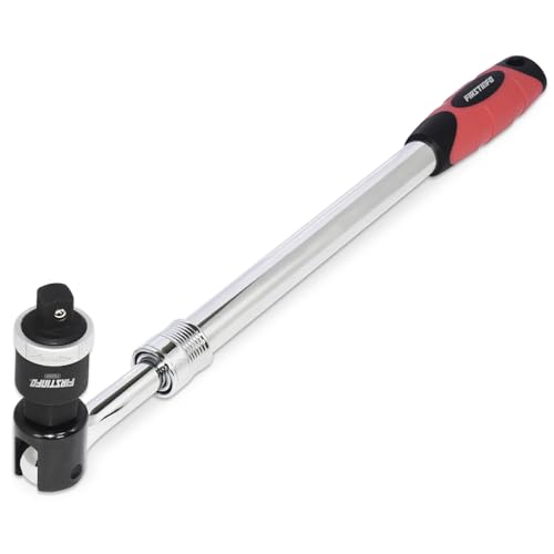 Image of FIRSTINFO Taiwan 1 /2 inch Drive Extendable Breaker Bar with Ratchet Adapter | 18-1 /2 inch to 24-1 /2 inch Length Extended Leverage with 230 Degrees Flexible Head, Premium CR-V, Heavy Duty, F32242D