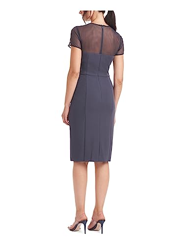 Js Collections Womens Illusion Knee-Length Sheath Dress Navy 12 #TOP1