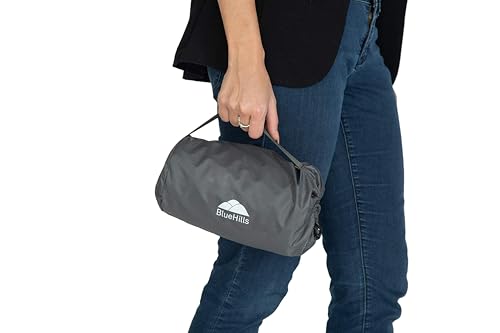 Image of BlueHills Ultra Compact Travel Blanket Pillow in Portable Bag Case Soft 70 X 56 with Strap Backpack Clip Premium Cozy Soft Compact Pack Large Blanket for Airplane Flight Layover Grey - Gray C002