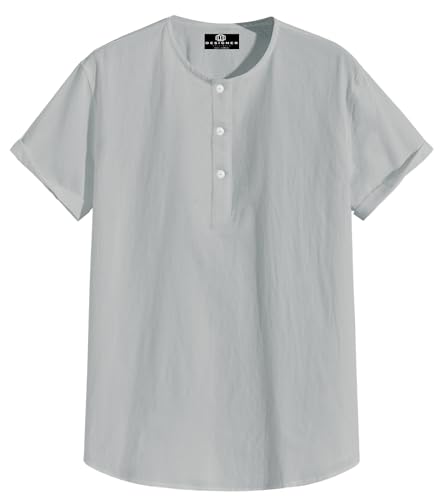 Image of Men's White Cotton Half Sleeve Kurta with Mandarin Collar, Urban Style for Summer Wear Kurta-24