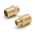 Kroias Water Hose G 3/8 Male to G 1/2 Male Reducer Adapter, RV Faucet Adapter Brass Compression Fitting Faucet Supply Line Adapter for Plumbing Water Hose 2 Pieces