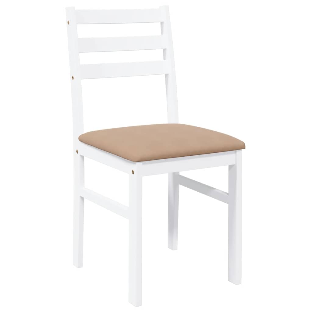 vidaXL Sillas de Comedor con Cojines 2uds Madera Maciza Blanco Caucho, Silla de Comedor, Silla de Cocina, Asiento de Comedor, Silla