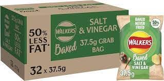GenericWalkers Crisps Grab Snack Pack, 37.5g Bags, Oven Baked, Big on Flavour Less On Fat (Salt and Vinegar)