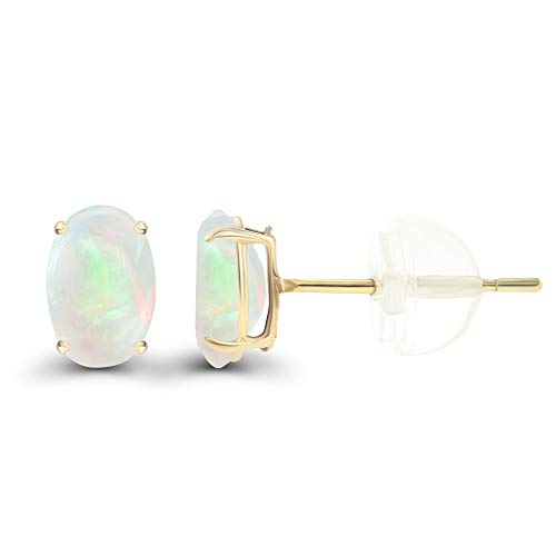 Solid 14K Gold 7x5mm Oval Genuine Birthstone Stud Earrings For Women | Hypoallergenic Studs | Natural or Created Gemstone Stud Earrings For Women2