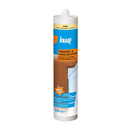 Knauf Silicone pour fenêtres et portes en bois - Silicone spécial à réticulation neutre idéal également pour sceller dans les constructions de verre et de fenêtre, 300 ml, pin Cover