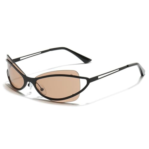 Lunettes de soleil œil de chat sans monture pour festivals et mode urbaine punk en métal