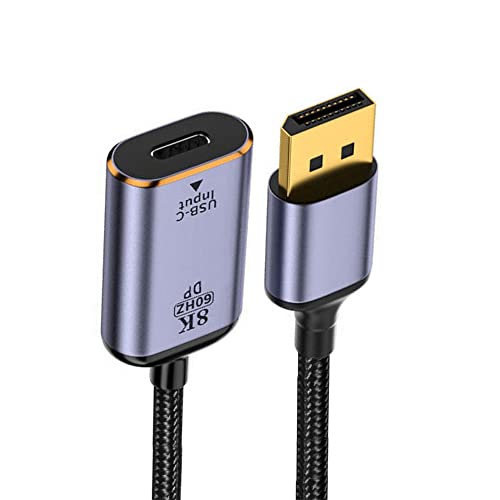 NFHK USB-C Type C Female Source to Displayport DP 1.4 Sink HDTV Cable 8K@60hz 4K@120hz for Tablet Phone Laptop