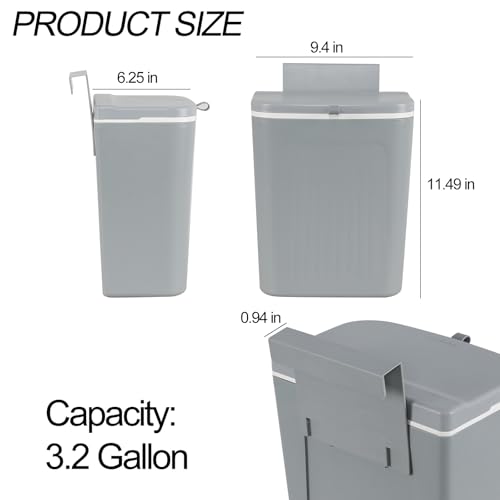 Caneca de basura plástica colgante con tapa 3.2 galones miniatura 2