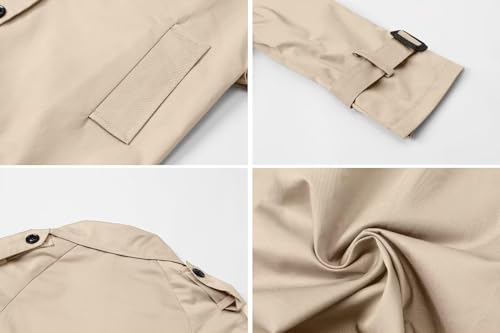 Image of Betusline Boys Waterproof Trench Coat Double Breasted Classic Belted Outwear Jacket Dress Coats