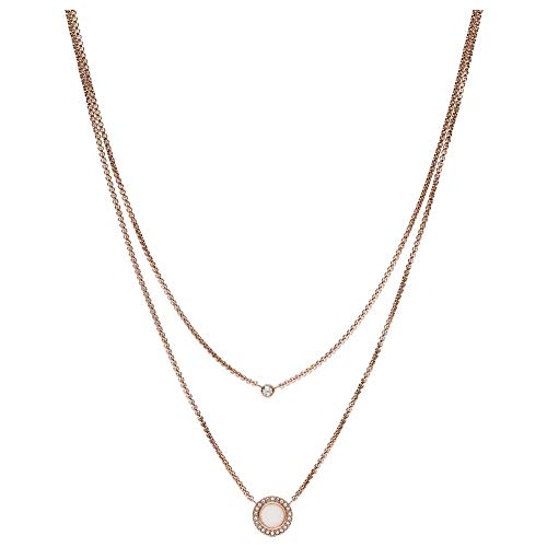 Fossil Halskette Für Frauen Classics, Innen: 40 Cm / Äußeres: 18In + 2In / B:10mm Rose Gold Edelstahl Halskette, JF03057791