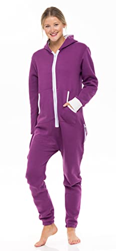 Skylinewears Women's Fleece Non-Footed One Piece Onesie Adult Hooded Pajamas Ladies Jumpsuits Purple Xl #TOP5