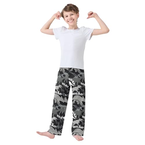 ZZKKO Dino Grunge Grey Design Boys Pants for Kids Jogger Pants with Pockets S-XL2