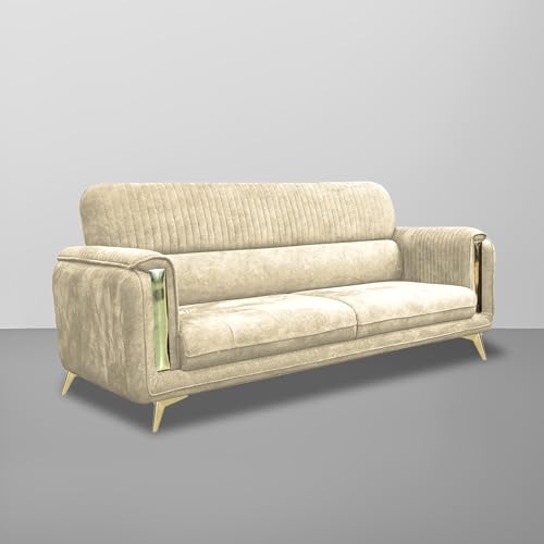 Image of Casaliving Gelio 3+2 Seater Sofa Set for Living Room (Cream Colour) Premium Fabric Sofa Set Forliving Room