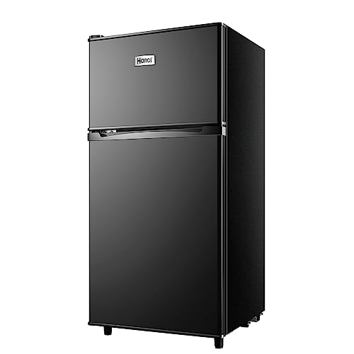 WANAI 3.5 Cu.Ft Mini Fridge With Freezer Dual Door Small Refrigerator Energy-efficient, Low Noise, Mini Fridge For Bedroom Dorm and Office, Silver