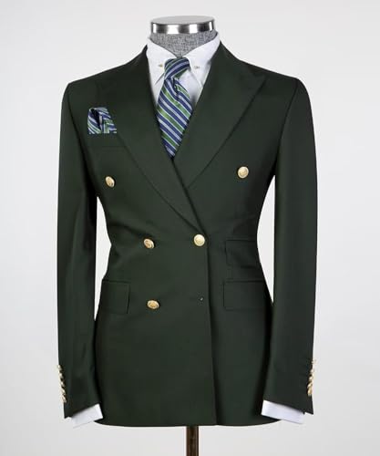 Sxfashbrd Men's Classic Suits Slim Fit 2 Pieces Set Double Button Blazer Jacket Groomsmen Tuxedo Jacket Men for Party2