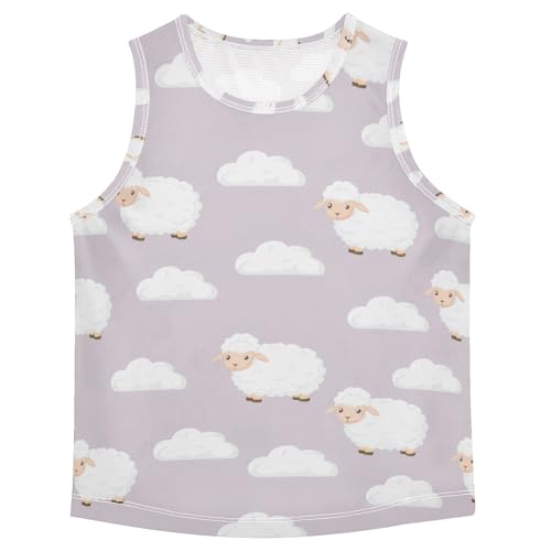 J JOYSAY Cartoon Sheep Cloud Lilac Boys Tank Top Sleeveless Muscle Shirts Quick Dry Kids T-Shirts 3-15T