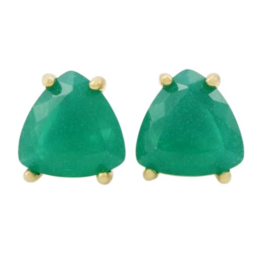 Boucles d'oreilles trillon onyx vert argent doré, le cadeau femme idéal