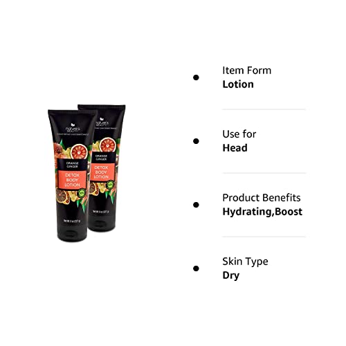 Nature's Beauty Orange Ginger Detox Body Lotion Multi-Pack - Lightweight, Non-Greasy Moisturizer, Improve Skin Tone+Texture Made W/Vitamin C, Sunflower + Almond + Avocado Oils 8 Oz (2 Pack) #TOP6