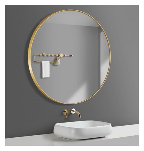 lirrebol Espejo Redondo Grande, Espejo de Pared Dorado de 40 cm para Entrada, baño, Sala de Estar y más, Espejo Moderno con Marco de Metal para Dormitorio