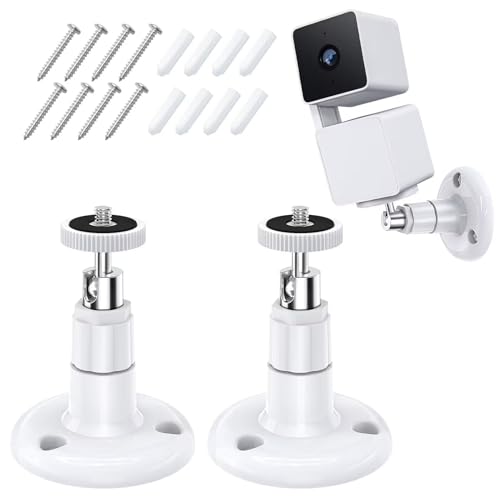FastSnail Wyze Cam Pan Wall Mount, Adjustable Indoor and Outdoor Security Mount for Wyze Cam Pan and Other Camera with Same Interface(Standard Size) 2 Pack