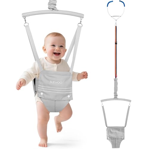 Slevoo Baby Jumper, Baby Doorway Jumper for Babies 6-12 Months, with Easy to Use Clamp and Adjustable Strap, Grey