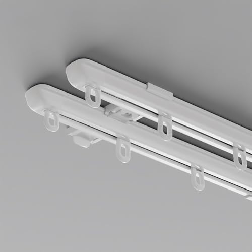 Telescópico Riel De Cortina Doble, Rieles Para Cortinas Techo De Aluminio, Barra De Cortina De Montaje En Pared, Rieles Deslizantes Para Separador, Ambientes, Sala Y Dormitorio(1-1.8m)