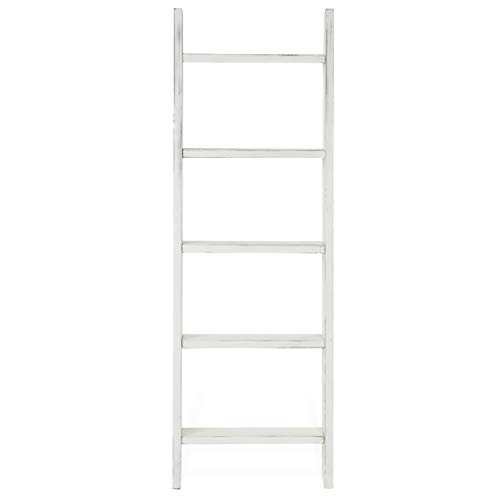 MyGift 4.5-Foot Vintage White Decorative Blanket Storage Ladder