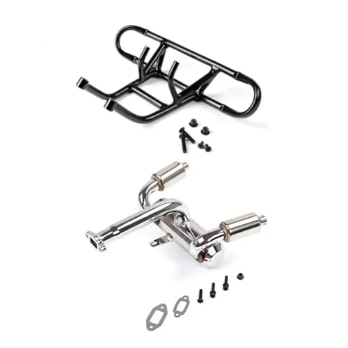 Tuyau d'échappement double sortie avec pare-chocs arrière pour voiture RC Baja 5b 1/5