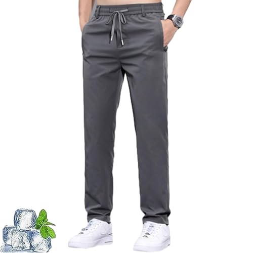Meshirons - Ice Silk Mesh Panel Casual Pants, Linochic Cooling Pants for Men Over 55, Cool & Breathable