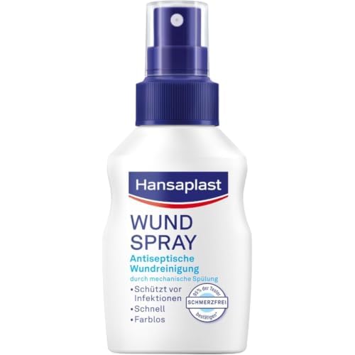 Hansaplast Wundspray (50 ml), zur antiseptischen Wundreinigung durch mechanische Spülung, Spray schützt vor Wundinfektionen, farblos und besonders hautfreundlich (Packung mit 2)
