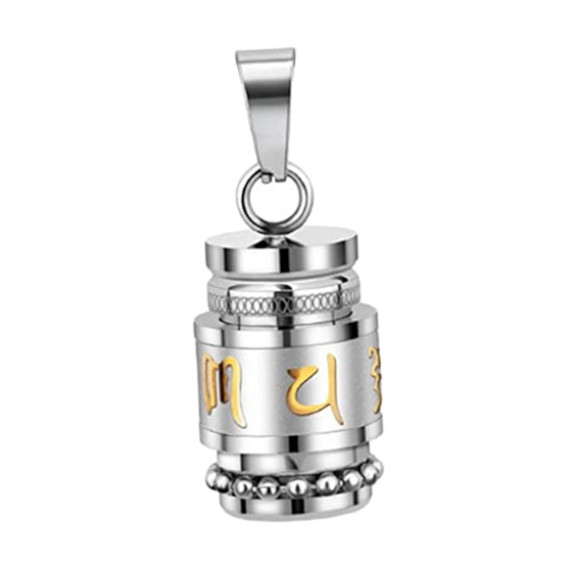 Titanium Steel Buddhism Shurangama Mantra Pendant Necklace, Silver