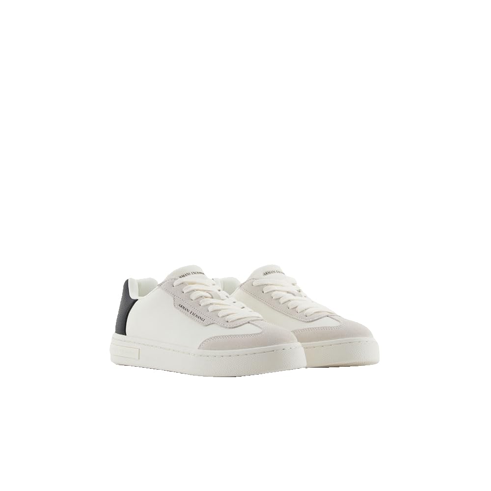 Armani Exchange Women's London Trainers, Off white black, 8.5 UK
