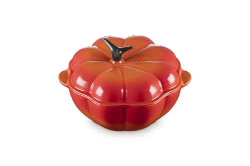 LE CREUSET Creuset Kürbis Bräter aus Gusseisen mit Deckel, Ø 22 cm, Für alle Herdarten geeignet (Inkl. Induktion), Volumen: 2 l, 3,51 kg, Ofenrot L2538-0202