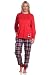 Produktbild Normann Damen Schlafanzug mit Bündchen mit Karohose und süßem Tiermotiv - auch in Übergrößen, Farbe:rot, Größe:48/50