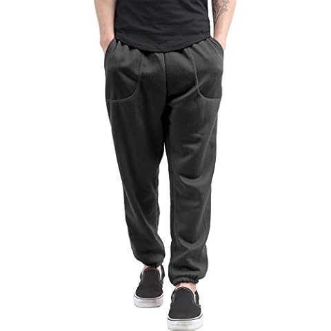 Mens Fleece Sweatpants Lightweight Elastic Jogger Loss Fit Drawstring Pants, 1tk02_black, Medium Cover