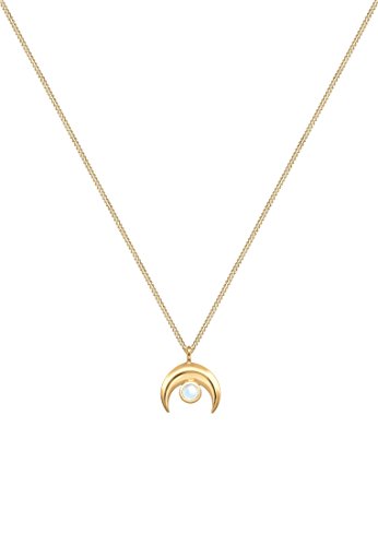 Collier demi-lune argent 925 et pierre de lune véritable par Elli - 2